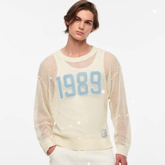 TAYLOR SWIFT 1989 Taylor's Version open knit cream unisex sweater M - Picture 5 of 12